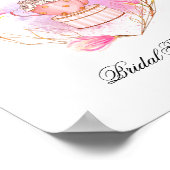 ピンク ティーパーティー ブライダルシャワー ローズゴールド フラワーズ ポスター (角)