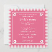 ピンク ティーパーティー ブライダルシャワー 招待状 (裏面)