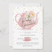 ピンク ティーパーティー ベイビー スプリンカル インビテーション (正面)