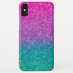 ピンク ティール アクア ブルー パープルのスパーキング グリッター iPhone XS MAXケース