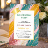 ピンク ティール ゴールド 大学卒業パーティー 招待状