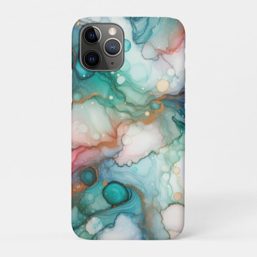 ピンク、ティール、ブルー、ゴールドの抽象画 Case-Mate iPhoneケース (裏)