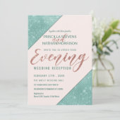 ピンク ティール ブルー 偽 グリッター シーケン イブニング 招待状 (スタンド正面)