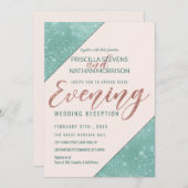 ピンク ティール ブルー 偽 グリッター シーケン イブニング 招待状 (正面/裏面)