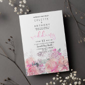 ピンク ティール ラベンダー 花束 ウェディング 招待状