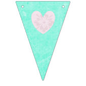 ピンク、ティール（緑がかった色）およびストライプのなハートの旗の旗 バンティングフラッグ (第2の旗)