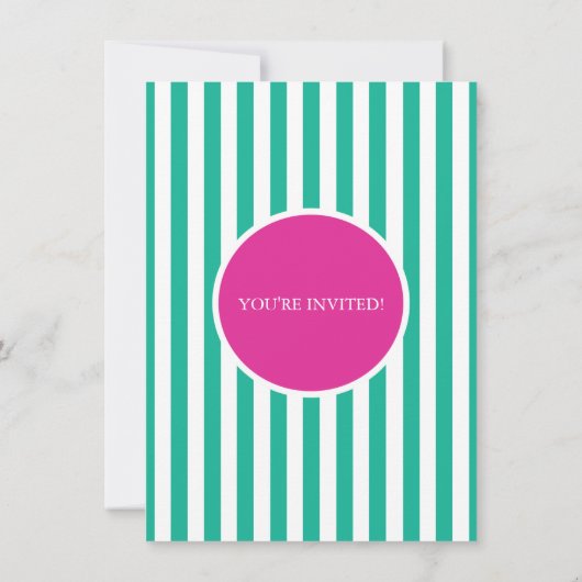 ピンク&ティール(緑がかった色)キッズボーリングパーティー誕生日招待状 招待状 (裏面)
