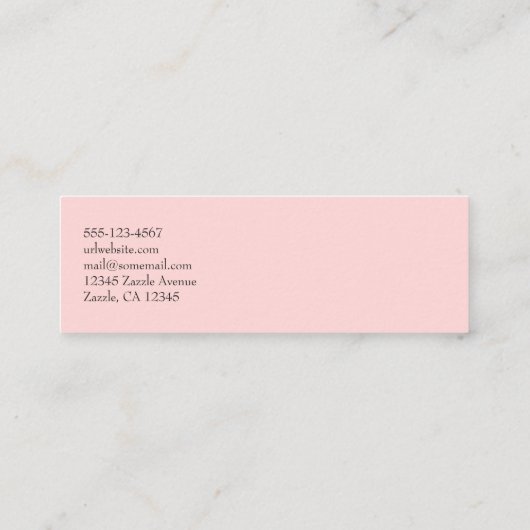 ピンク&ティール（緑がかった色）ダークフローラルパターンビジネス スキニー名刺 (裏面)