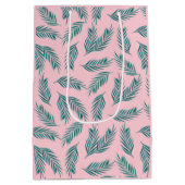 ピンク&ティール（緑がかった色）パーム離れズトロピカル ミディアムペーパーバッグ (裏面)