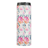 ピンク&ティール（緑がかった色）フローラルパターン タンブラー (裏面)