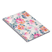 ピンク&ティール(緑がかった色)フローラルパターン ノートブック (右側)