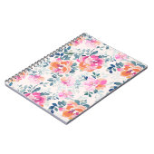 ピンク&ティール(緑がかった色)フローラルパターン ノートブック (左側)