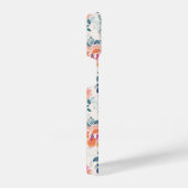 ピンク&ティール（緑がかった色）フローラルパターン iPhoneケース (右側面)