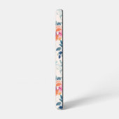 ピンク&ティール（緑がかった色）フローラルパターン SAMSUNG GALAXYケース (左側面)