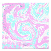 ピンク、ティール（緑がかった色）ブルー渦巻き大理石の流体アート フォトプリント            (正面)