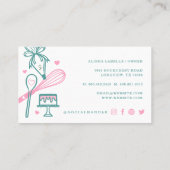 ピンク&ティール(緑がかった色)ベーキング&料理用具ベーカリー 名刺 (裏面)