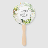 ピンク、ティール(緑がかった色)+ラン熱帯フローラ結婚ズ ハンドファン (正面)