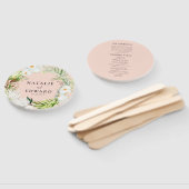 ピンク、ティール（緑がかった色）+ラン熱帯フローラ結婚ズ ハンドファン (組立なし)