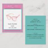 ピンク&ティール（緑がかった色）レトロ80'sマイアミサングラス 名刺 (正面/裏面)