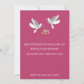 ピンク&ティール（緑がかった色）結婚式招待状 招待状 (裏面)