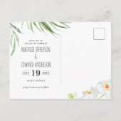 ピンク、ティール（緑がかった色）+蘭の熱帯フローラの日付を保存 案内ポストカード (裏面)