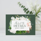 ピンク、ティール(緑がかった色)+蘭の熱帯フローラエンクロージャカード セーブザデート (スタンド正面)