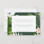 ピンク、ティール(緑がかった色)+蘭の熱帯フローラエンクロージャカード セーブザデート (裏面)