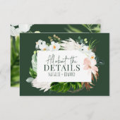 ピンク、ティール(緑がかった色)+蘭の熱帯フローラエンクロージャカード セーブザデート (正面/裏面)