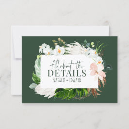 ピンク、ティール(緑がかった色)+蘭の熱帯フローラエンクロージャカード セーブザデート