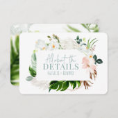 ピンク、ティール(緑がかった色)+蘭の熱帯フローラエンクロージャカード セーブザデート (正面/裏面)