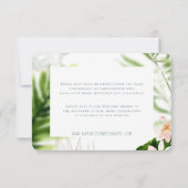 ピンク、ティール(緑がかった色)+蘭の熱帯フローラエンクロージャカード セーブザデート (裏面)