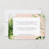 ピンク、ティール（緑がかった色）+蘭の熱帯フローラエンクロージャカード セーブザデート (裏面)