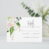 ピンク、ティール(緑がかった色)、蘭の熱帯フローラR.S.V.P 出欠カード (スタンド正面)