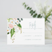 ピンク、ティール（緑がかった色）、蘭の熱帯フローラR.S.V.P 出欠カード (スタンド正面)