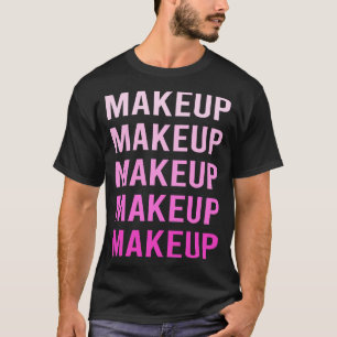 ピンク テキスト メイクアップ Tシャツ