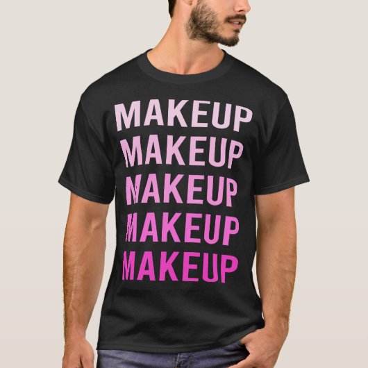 ピンク テキスト メイクアップ Tシャツ (正面)
