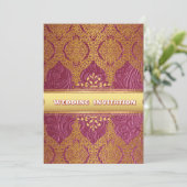 ピンク テクスチャー フローラル イランの結婚式 招待状 (スタンド正面)