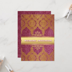 ピンク テクスチャー フローラル イランの結婚式 招待状