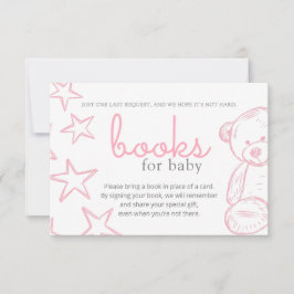ピンク・テミニマルディベア・ベビー・シャワー・ブックのリクエスト 招待状
