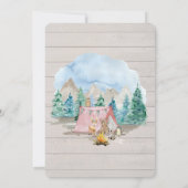 ピンク・ディア・ベア・フ素朴ォレスト・バーチャル・ベビー・シャワー 招待状 (裏面)