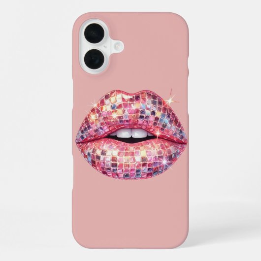 ピンク ディスコボール リップ iPhoneケース (裏面)