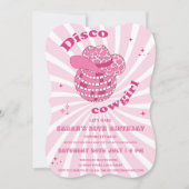 ピンク |ディスコ女性のカーボーイ誕生日パーティー 招待状 (正面)