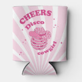 ピンク |ディスコ女性のカーボーイ誕生日パーティー 缶クーラー (正面)