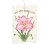 ピンク・デイリリー花の植物学パーソナライズされた術 カーエアーフレッシュナー (裏面)