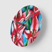 ピンク・デイ・リリー・ウォーター・カ絵画ラー・アートズ ラウンド壁時計 (傾斜)