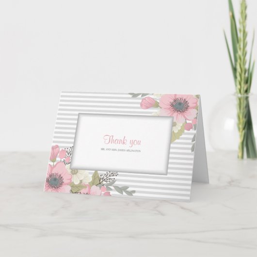 ピンク・ドッグウッド・フォト・フォールデッド・サンキューカード カード (正面)