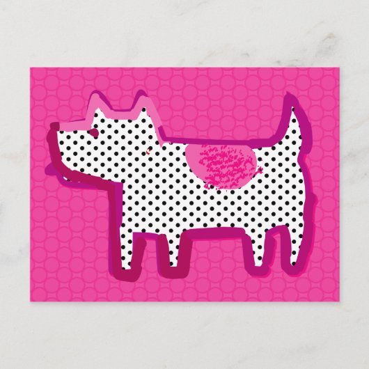 『ピンク・ドッグ』のデジタ絵画ルはがき ポストカード (正面)