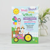 ピンク ドライブ バイ バースデー パーティー パレード ファーム ガール 招待状 (スタンド正面)