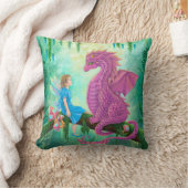 ピンク・ドラゴンと妖精 クッション (ブランケット)