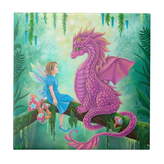 ピンク・ドラゴンと妖精 タイル (正面)